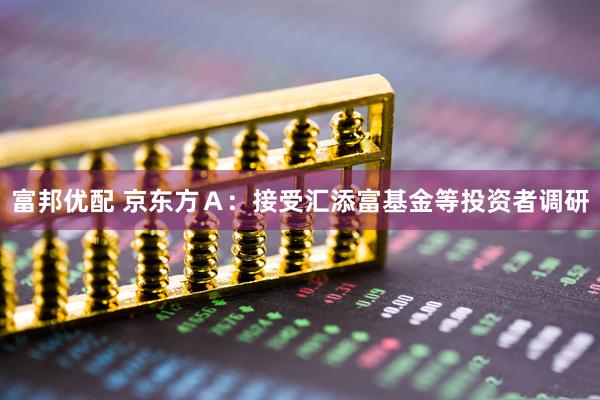 富邦优配 京东方Ａ：接受汇添富基金等投资者调研